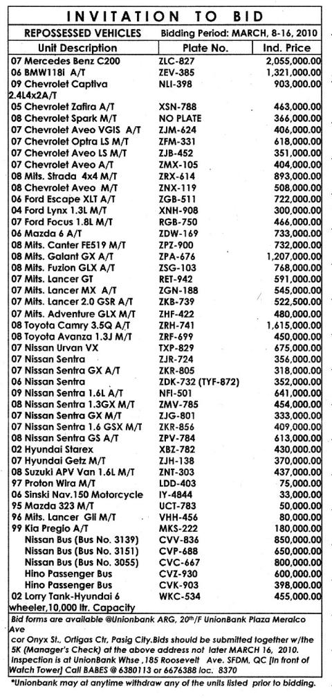UNIONBANK-REPOSESSED-CARS-AS-OF-MARCH-07-2010