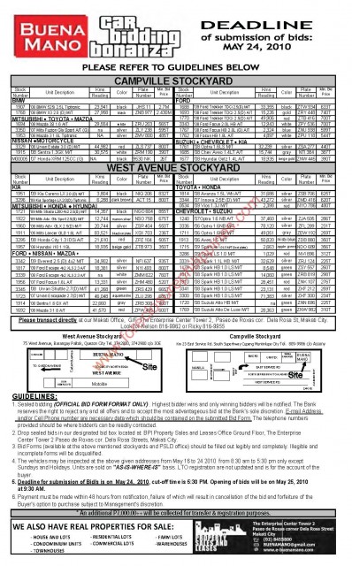 Buenamano-Car-Bidding-bonanza-list-may-24-2010