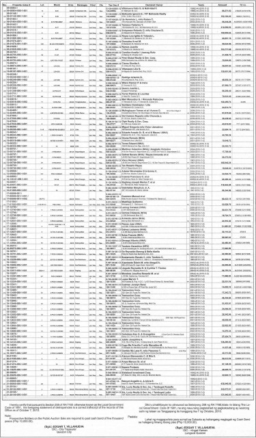 Quezon City Tax Delinquent Properties for sale on October 7, 2010 (Page 4 of 4) QC page04