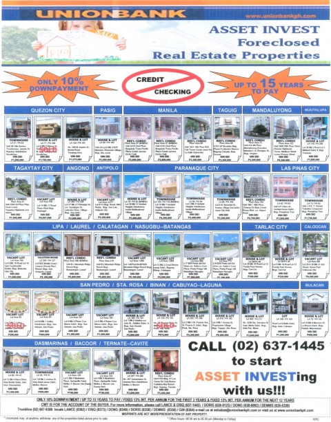 UNIONBANK foreclosed real estate properties HOUSING FAIR 2010