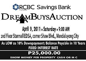 rcbc foreclosed properties for sale on april 9 2011