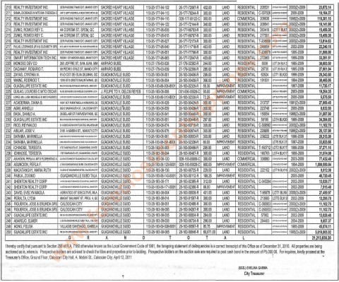 Caloocan tax delinquent real property foreclosure auction page 3