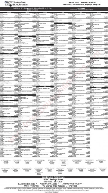 RCBC Savings Bank foreclosed properties Dream Buys Auction May 21, 2011