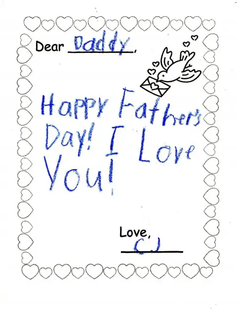 Happy Father's Day greeting card contents from my son CJ