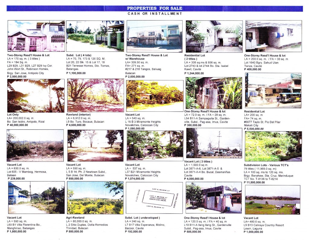 GSIS Family Bank foreclosed properties for sale from Housing Fair 2011 page 2 of 2
