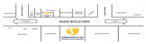 STERLING BANK REPOSSESSED CARS MANDALUYONG WAREHOUSE VICINITY MAP