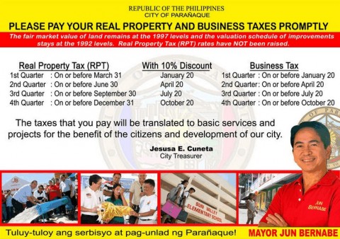 Paranaque real property taxes have not been raised