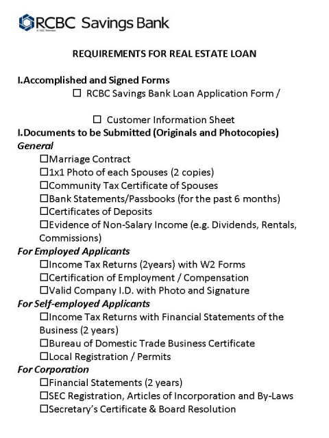 Requirements for Real Estate Loan