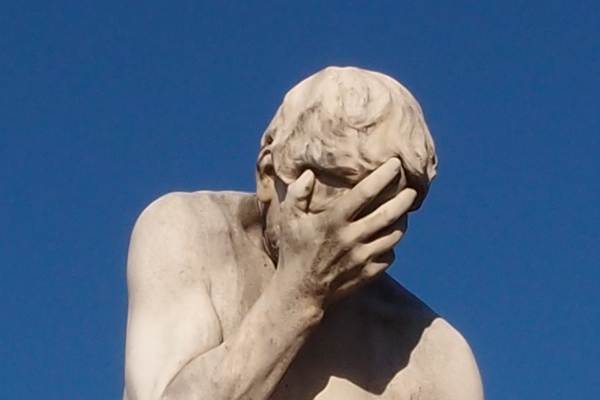 Face palm after doing something dumb - This is often the reaction when someone does something dumb, like buying real estate without doing the proper due diligence.