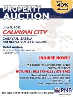 PNB Foreclosed properties auction in Cauayan City - July 5, 2012