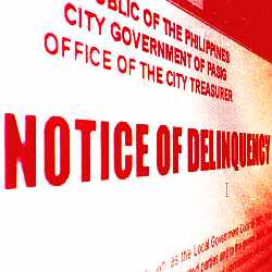 Pasig City Notice of Delinquency - Tax Foreclosure auction on November 13, 2012