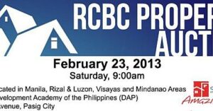 44th RCBC Mega Property auction on February 23, 2013