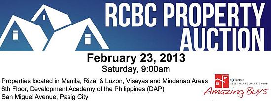 44th RCBC Mega Property auction on February 23, 2013