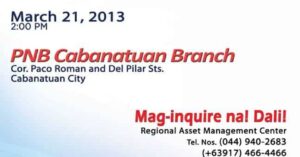 PNB Foreclosed Properties Subasta Cabanatuan March 21 2013