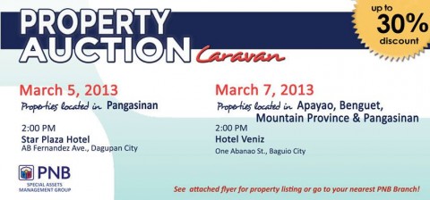 PNB Foreclosed Property Auction Caravan Dagupan and Baguio March 5 and 7 2013