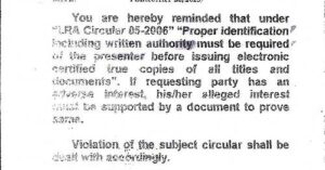 Certified True Copies Of Titles And Documents Now Require Proper Identification and Authority - Quezon City Registry Of Deeds