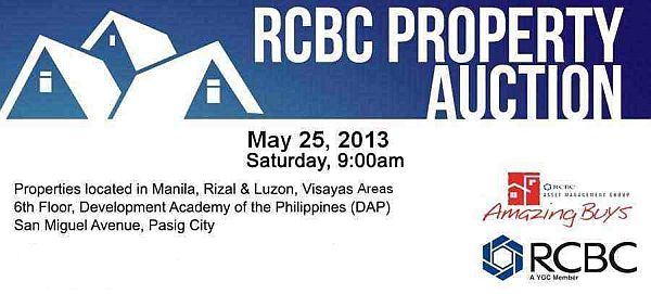 rcbc foreclosed properties auction may 25 2013