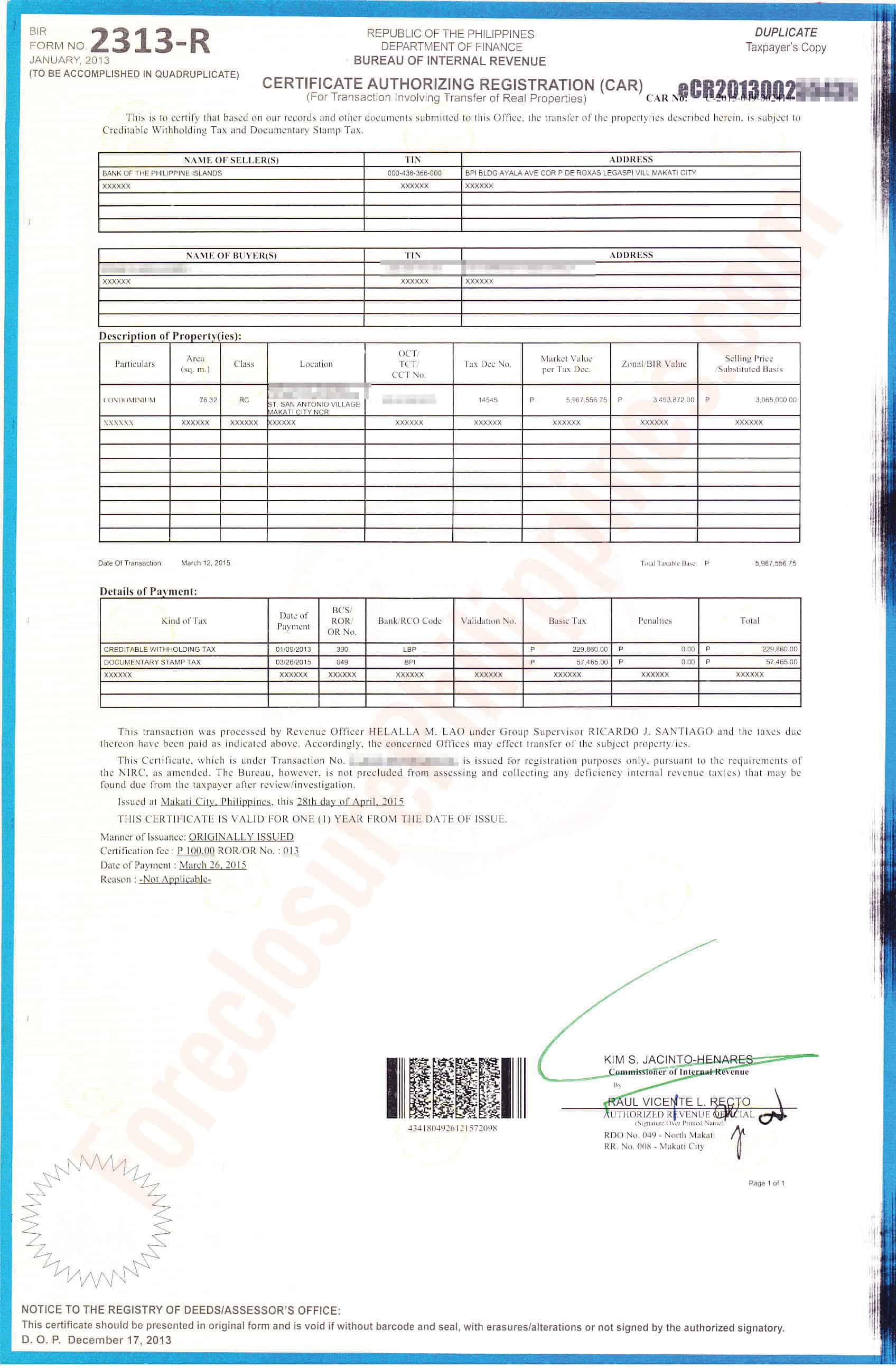 ba certificate format