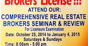 Las Pinas 120-Unit Real Estate Seminar & Training for 2015 Real Estate Brokers Exam Starts October 25, 2014