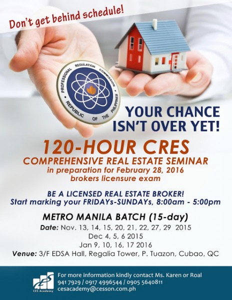 Cesar Santos Cubao Quezon City 2016 Real Estate Brokers' Exam Review 