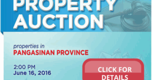 Public Auction Of PNB Foreclosed Properties In Pangasinan Slated On June 16, 2016