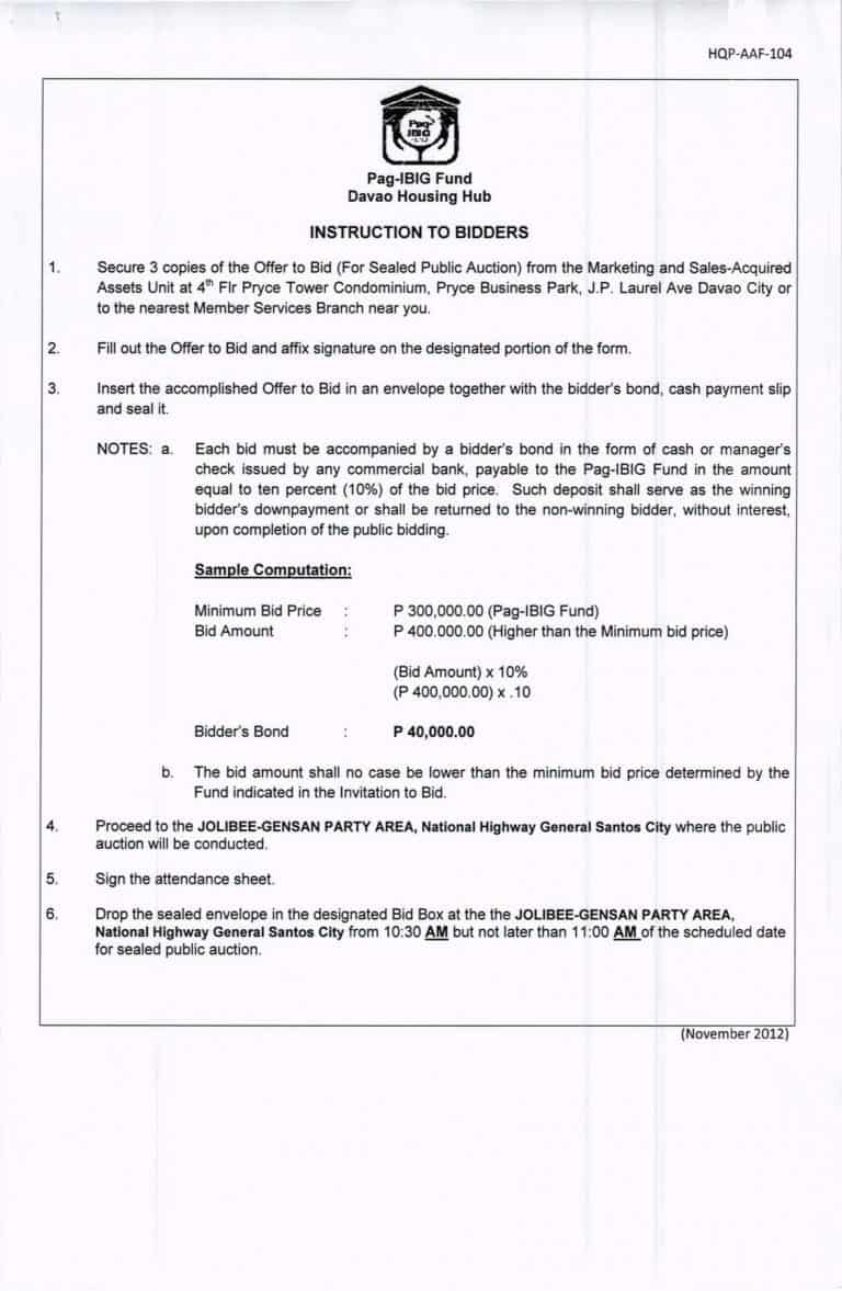 Davao Housing Hub to conduct Public Auction of PagIBIG Foreclosed