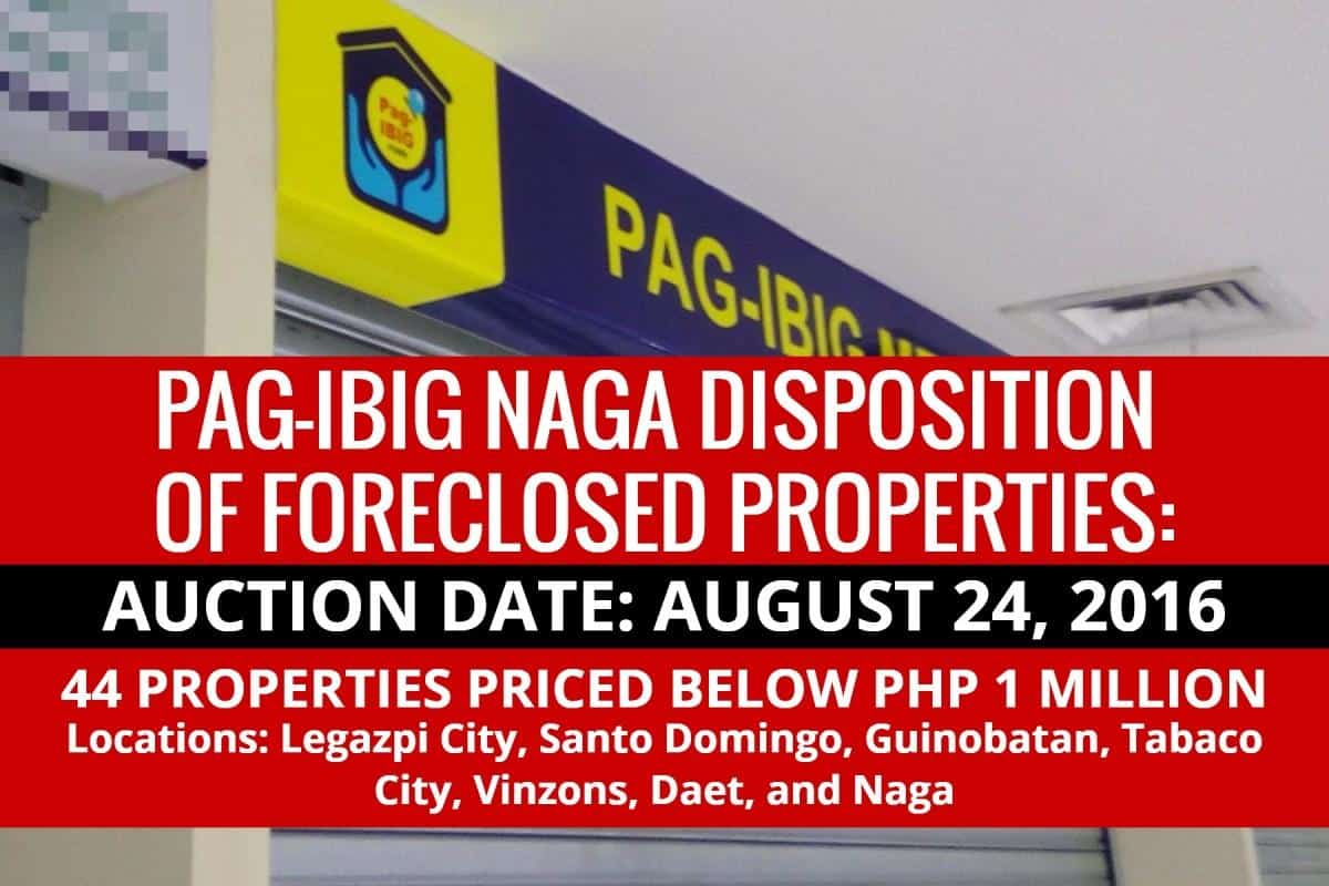 PagIBIG Naga to dispose Foreclosed Properties via sealed public