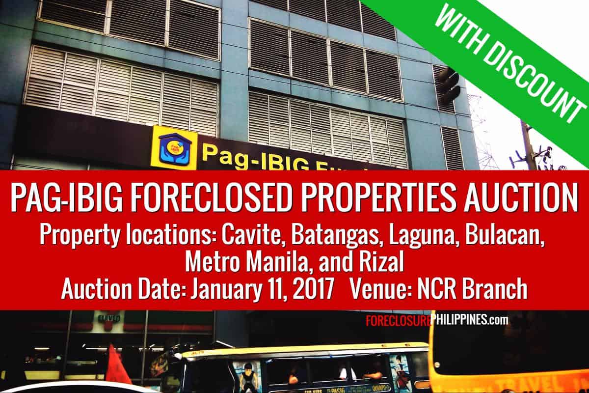 458 PagIBIG foreclosed properties slated for public auction on January