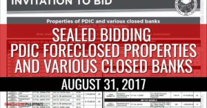 More than 100 PDIC foreclosed properties slated for public auction on August 31, 2017