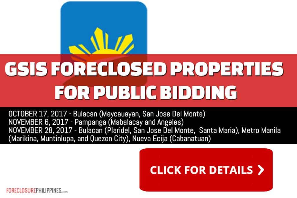 125 GSIS Foreclosed Properties scheduled for sale in 3 public biddings