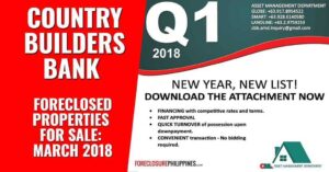 Country Builders Bank Foreclosed Properties For Negotiated Sale As Of March 2018