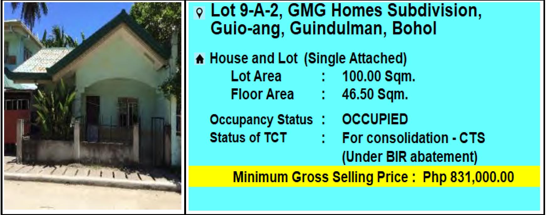 PagIBIG Foreclosed SINGLE ATTACHED LOT 9A2, GMG HOMES SUBDIVISION