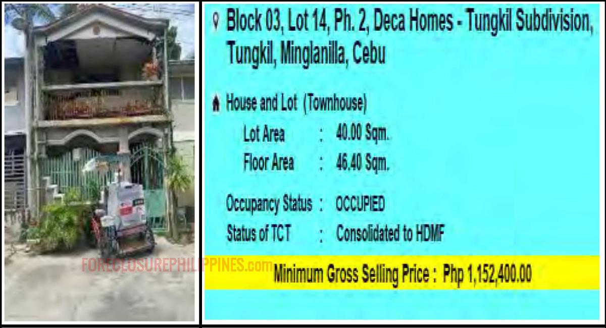 PagIBIG Foreclosed TOWNHOUSE at LOT 14, BLOCK 03, PH. 2, DECA HOMES
