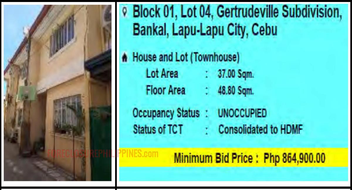 Pag IBIG Acquired Asset At LOT 04 BLOCK 01 GERTRUDEVILLE SUBDIVISION Pag ibig acquired asset at lot 04 block 01 gertrudeville subdivision