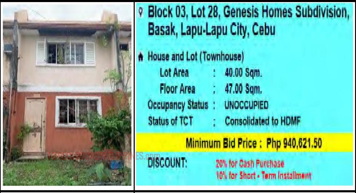 PagIBIG Foreclosed TOWNHOUSE at LOT 28, BLOCK 03, GENESIS HOMES