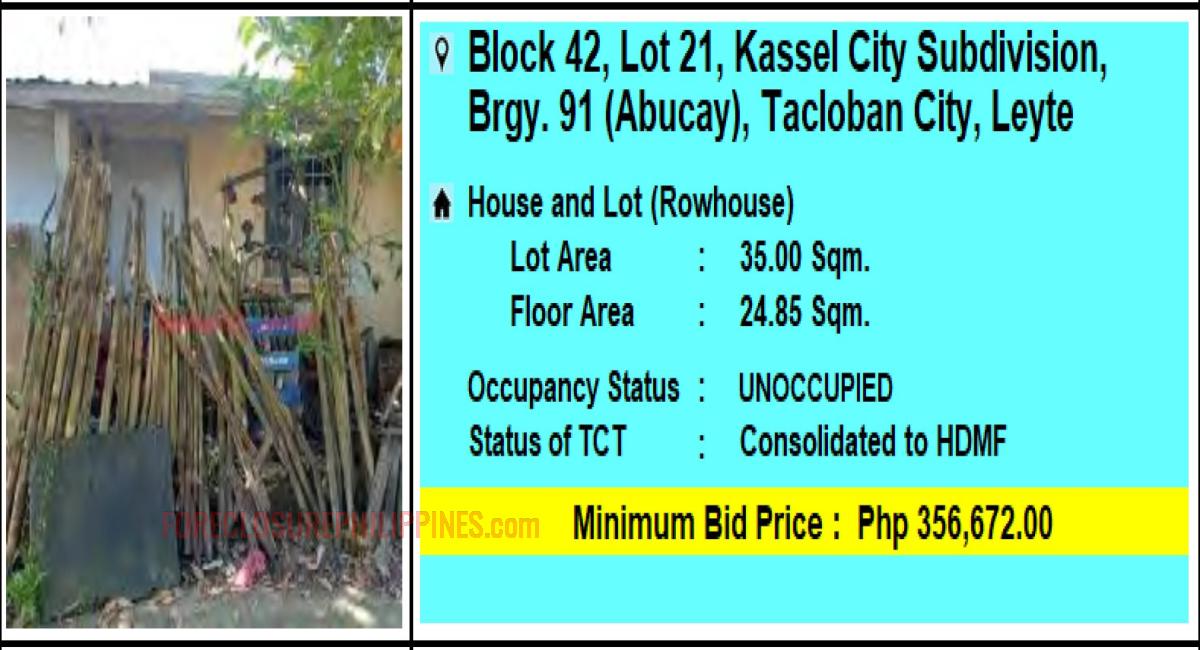 PagIBIG Foreclosed House and Lot (Rowhouse) at LOT 21, BLOCK 42
