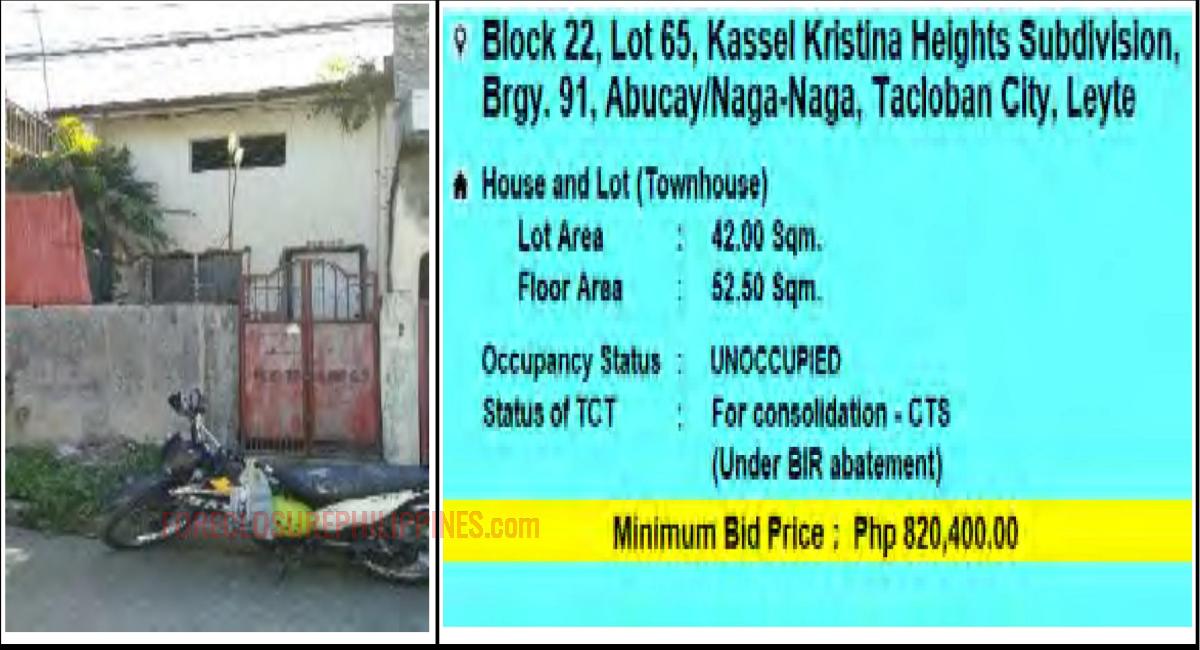 PagIBIG Foreclosed House and Lot (Townhouse) at LOT 65, BLOCK 22