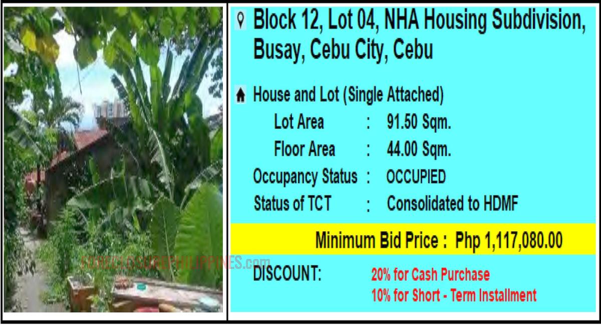 PagIBIG Foreclosed SINGLE ATTACHED at LOT 04, BLOCK 12, NHA HOUSING