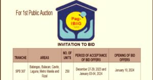 Pag-IBIG NCR Tranche 307 1st Auction on December 27-29, 2023 and January 3-4, 2024 (pdf viewer/download)