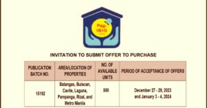 Pag-IBIG NCR Negotiated Sale Batch 15192 on December 27-29, 2023 and January 3-4, 2024 (pdf viewer/download)