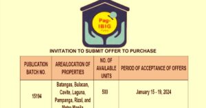Pag-IBIG NCR Negotiated Sale Batch 15194 on January 15-19, 2024 (pdf viewer/download)