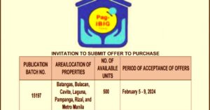 Pag-IBIG NCR Negotiated Sale Batch 15197 on February 05-09, 2024 (pdf viewer/download)