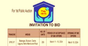 Pag-IBIG NCR Tranche 317 (1st Auction) March 11-15, 2024 (pdf viewer/ download)
