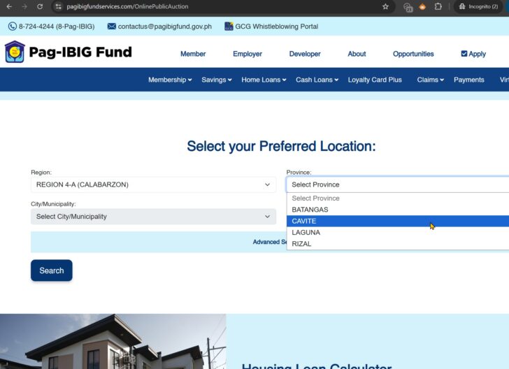 pag ibig website choose province second as of august 1 2025