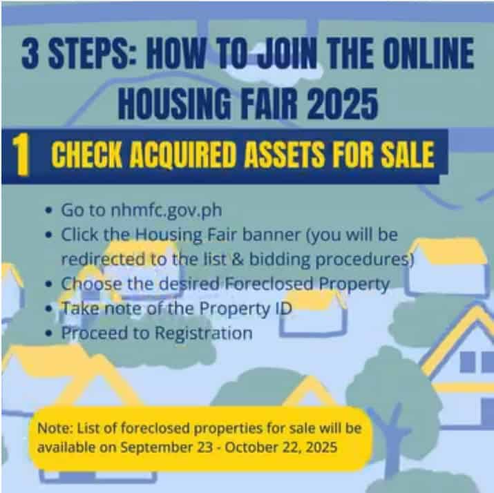 NHMFC Foreclosed Properties 2025 Housing Fair: Bidding ends on October 22 2 NHMFC Housing Fair 2025 Step 1: Check foreclosed properties For Sale (updated)