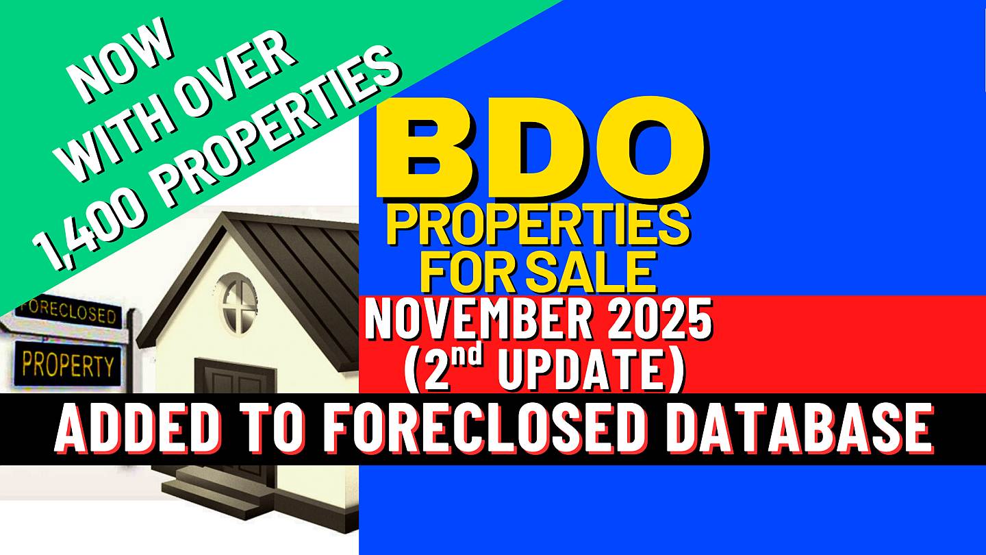 BDO Foreclosed Properties List for November 2025 added to database