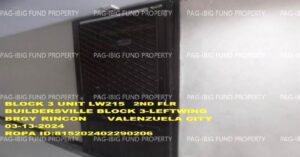 Pag-IBIG Foreclosed Condominium - Unit LW215 2ND Flr. BLOCK 3 BUILDERSVILLE RINCON, CITY OF VALENZUELA, NCR, THIRD DISTRICT, 1444 - Negotiated Sale on May. 4, 2026 - May. 8, 2026 (Occupied)