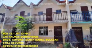 Pag-IBIG Foreclosed Row House - Lot 33 Blk. 137 Phase 7 LAS PALMAS SUBDIVISION GUYONG, SANTA MARIA, BULACAN, 3022 - Negotiated Sale on May. 4, 2026 - May. 8, 2026