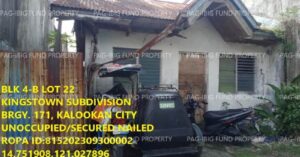 Pag-IBIG Foreclosed Single Attached - Lot 22 Blk. 4-B KINGSTOWN SUBDIVISION BARANGAY 171, CITY OF CALOOCAN , NCR, THIRD DISTRICT, 1421 - 2nd Public Auction on May. 4, 2026 - May. 8, 2026