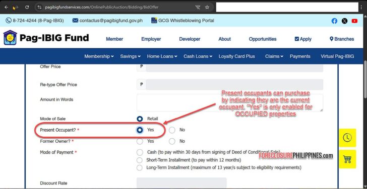 occupied pag ibig foreclosed property direct purchase via opa portal